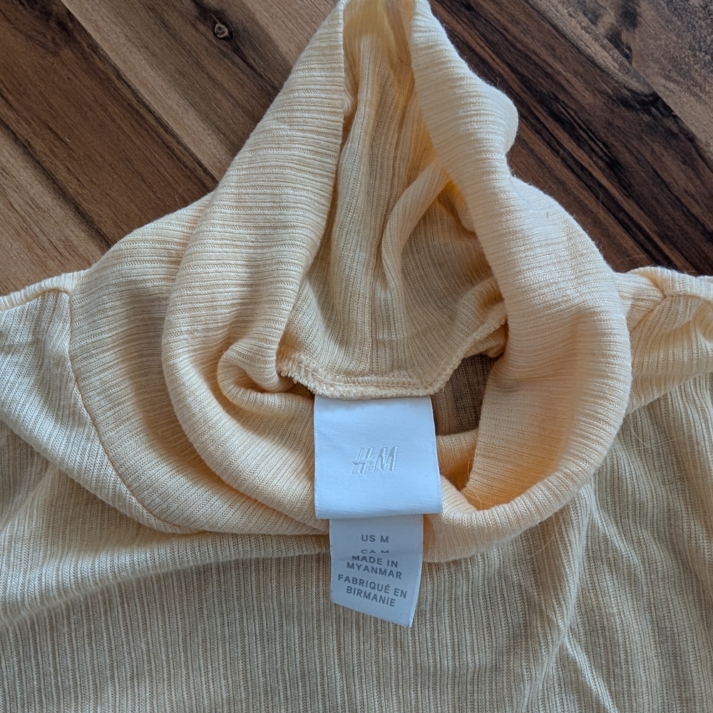 H&M Cream Ribbed Short Sleeve Top - Picture 4 of 5